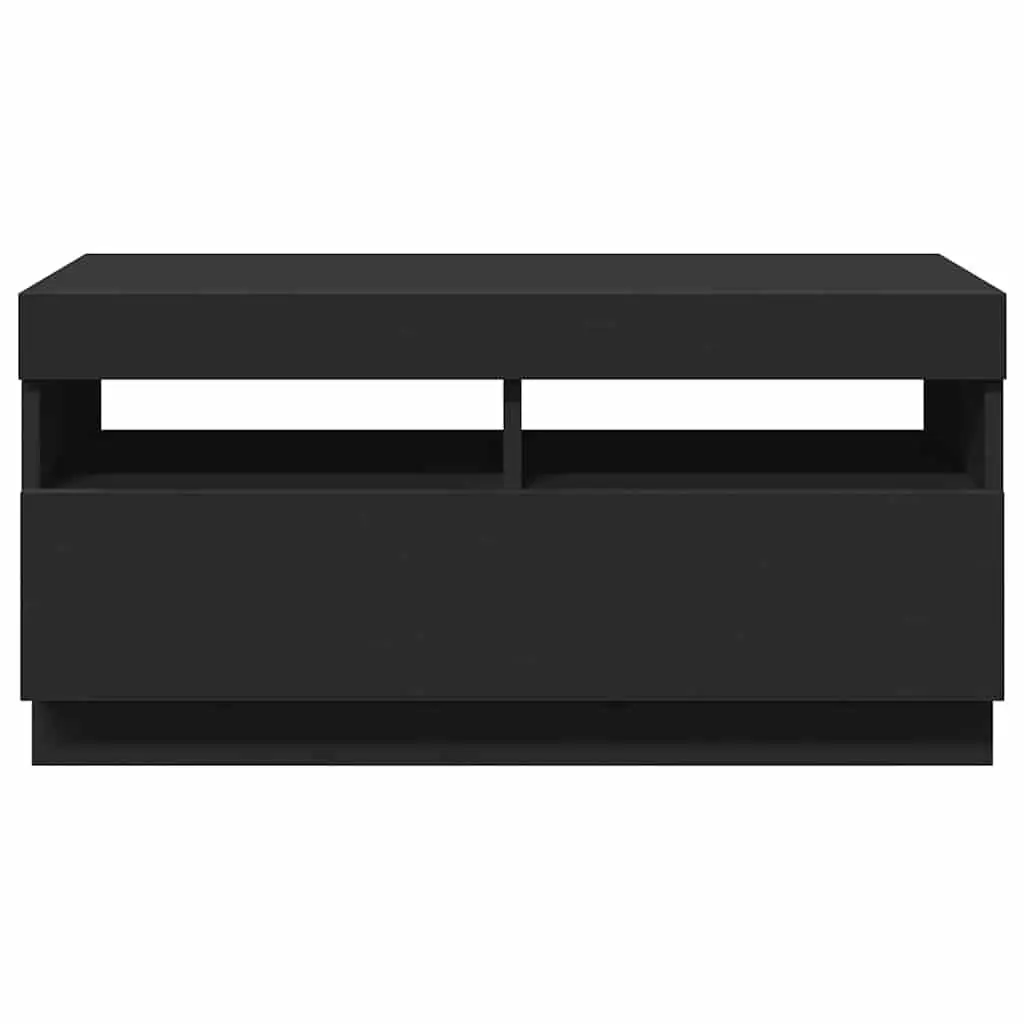 TV Cabinet Black Media Stand 80x35x40cm RGB LED Lights