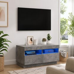 Modern Grey Concrete TV Cabinet with RGB LED Lights
