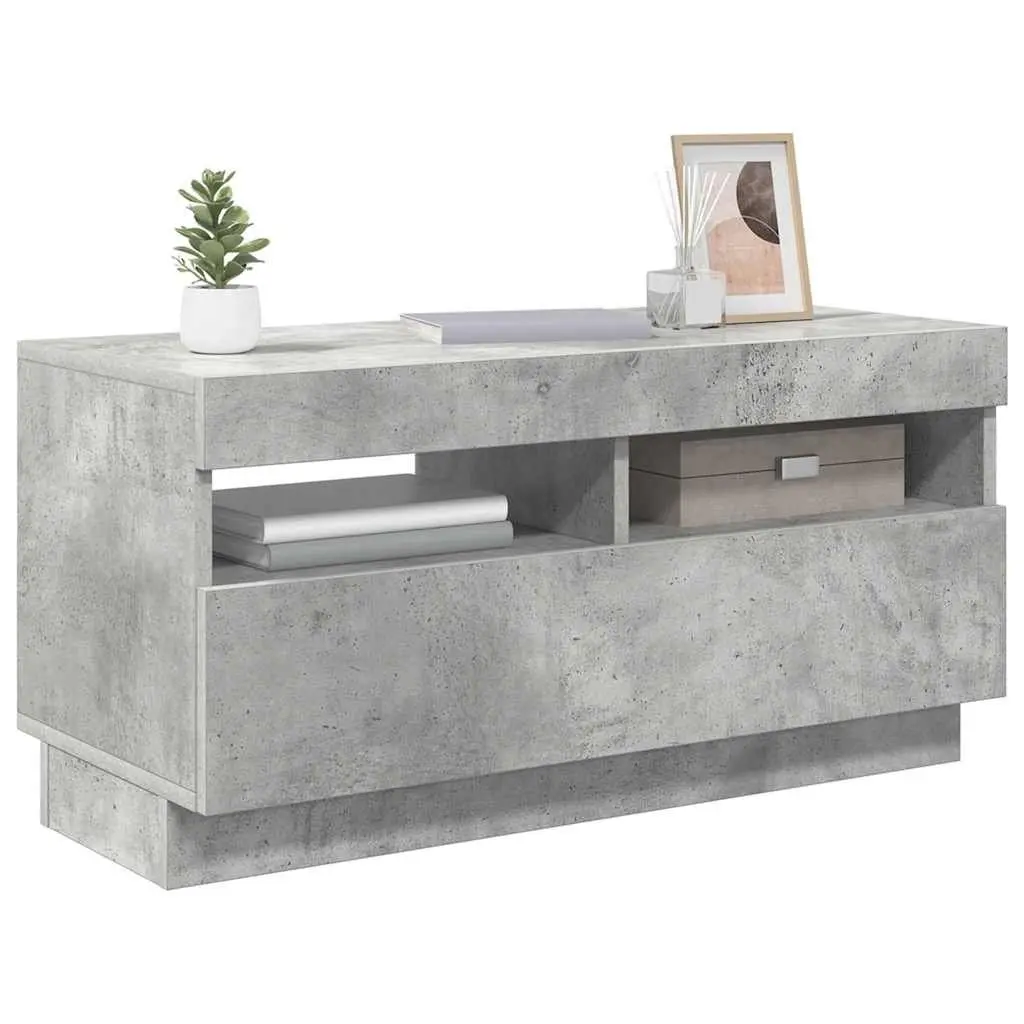 Grey Concrete TV Cabinet with RGB LED Lights