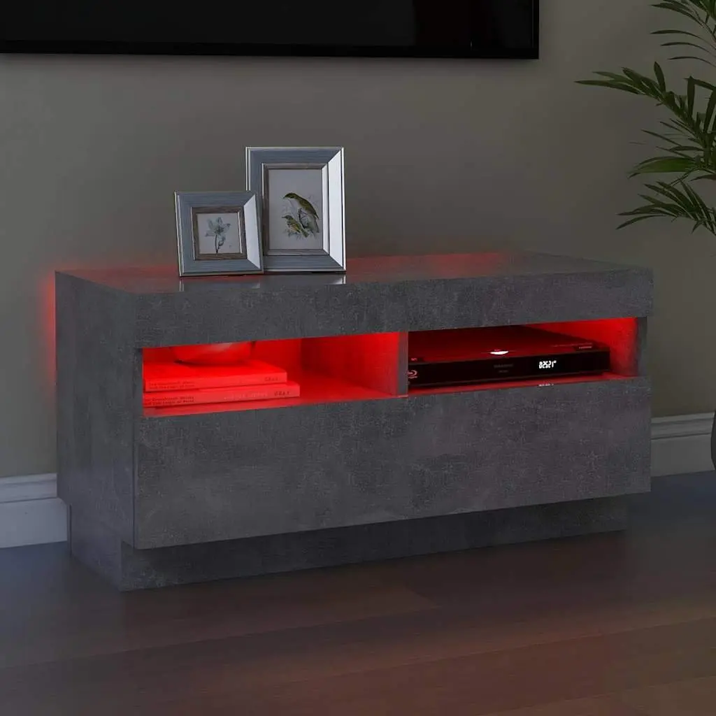 Grey Concrete TV Cabinet with RGB LED Lights