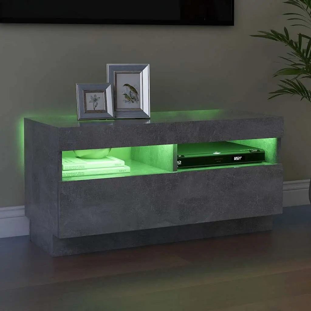 Grey Concrete TV Cabinet with RGB LED Lights