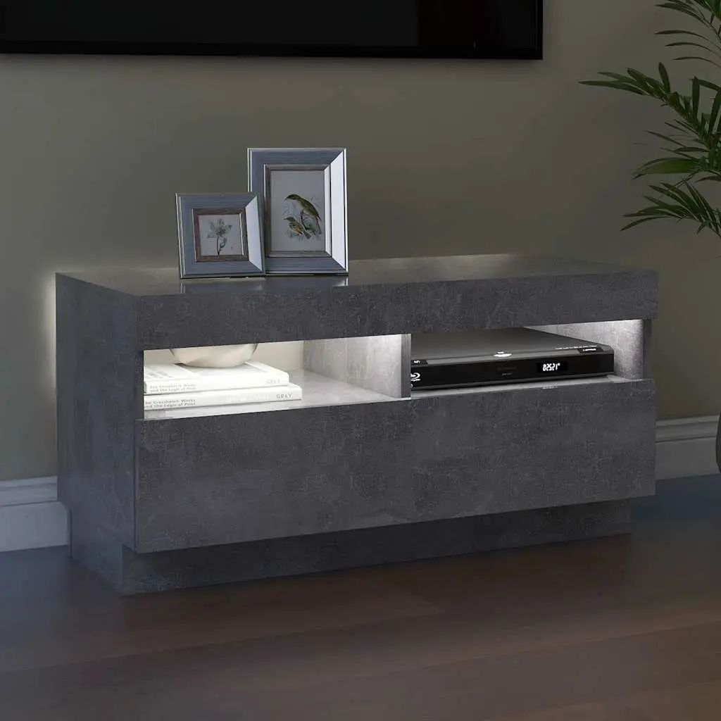 Grey Concrete TV Cabinet with RGB LED Lights
