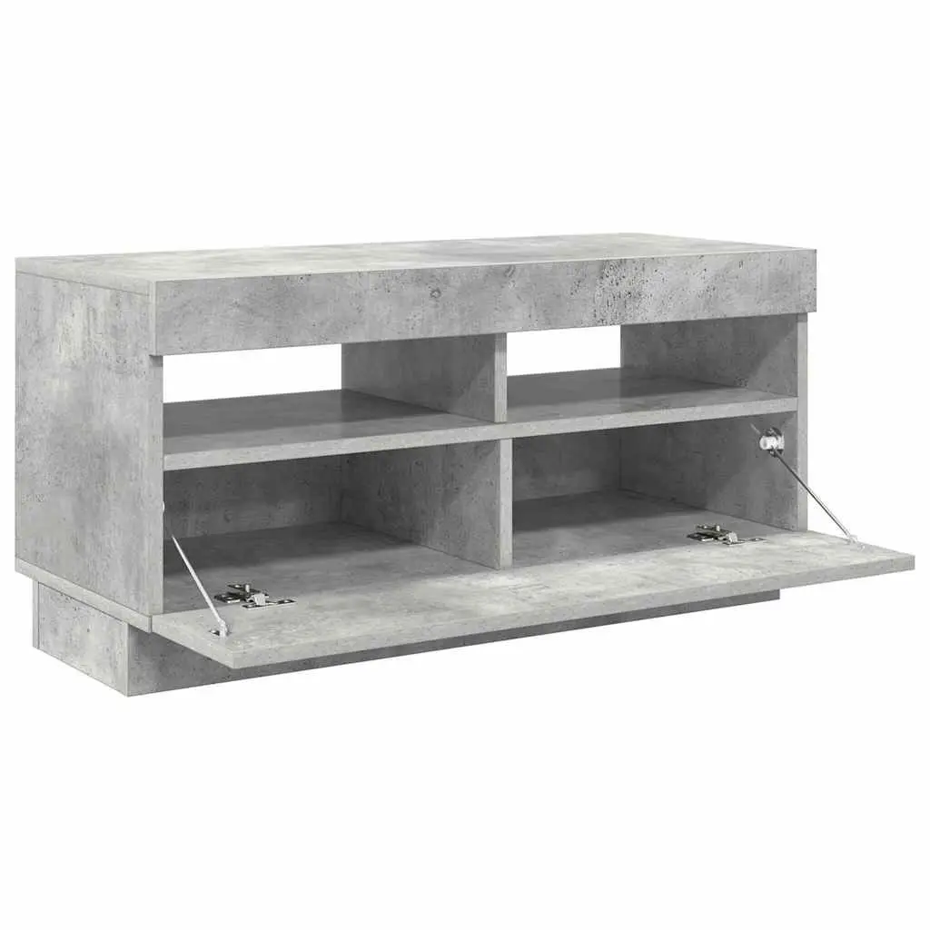 Grey Concrete TV Cabinet with RGB LED Lights