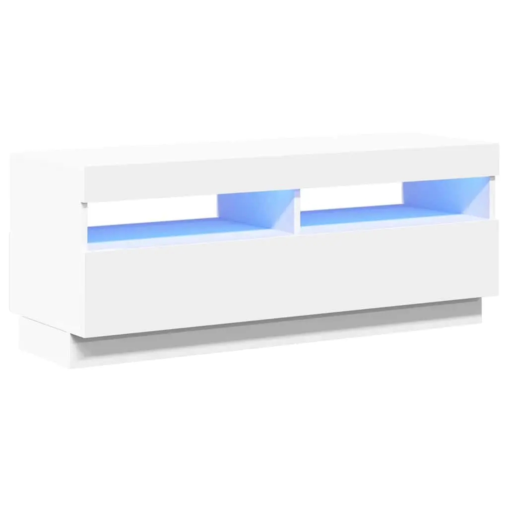 White TV Cabinet with RGB LED Lighting