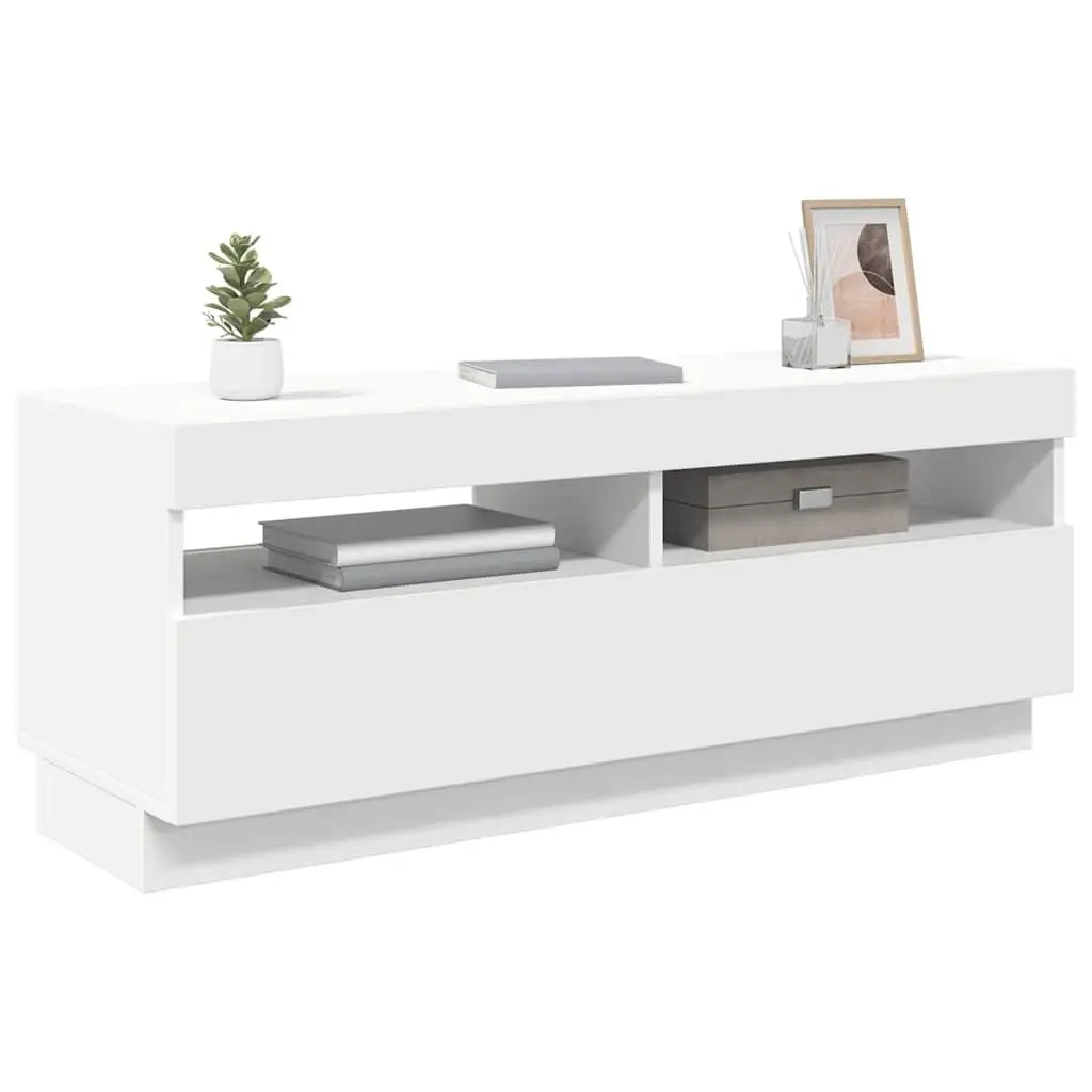 White TV Cabinet with RGB LED Lighting