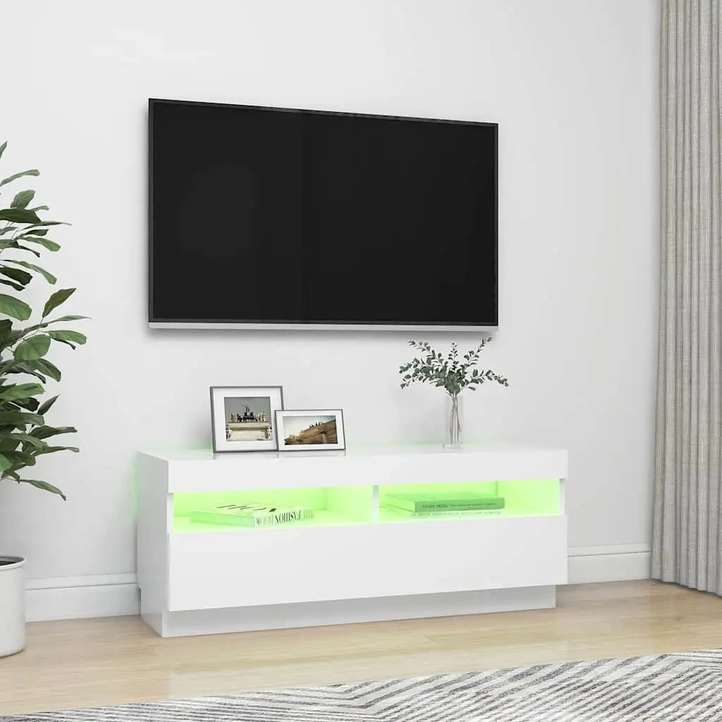 White TV Cabinet with RGB LED Lighting