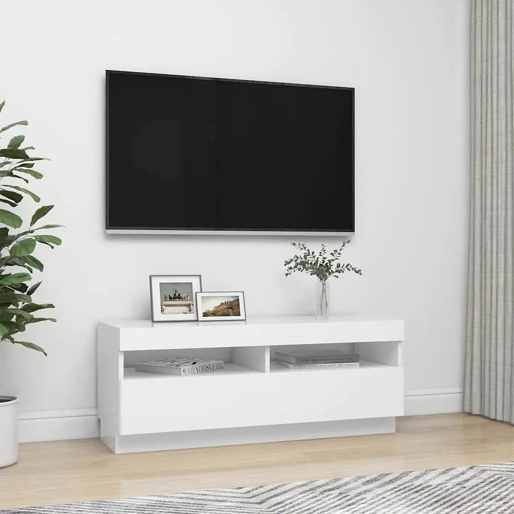 White TV Cabinet with RGB LED Lighting