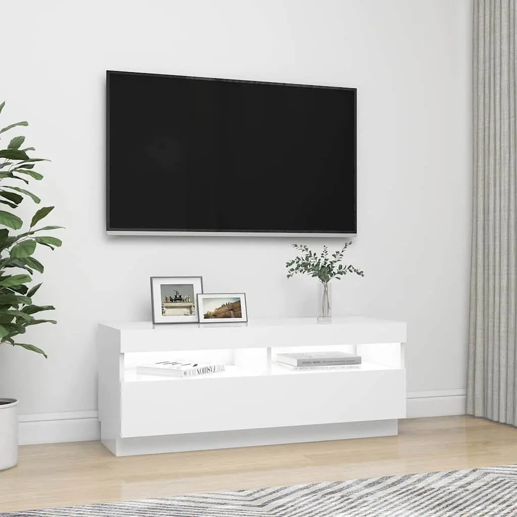 White TV Cabinet with RGB LED Lighting