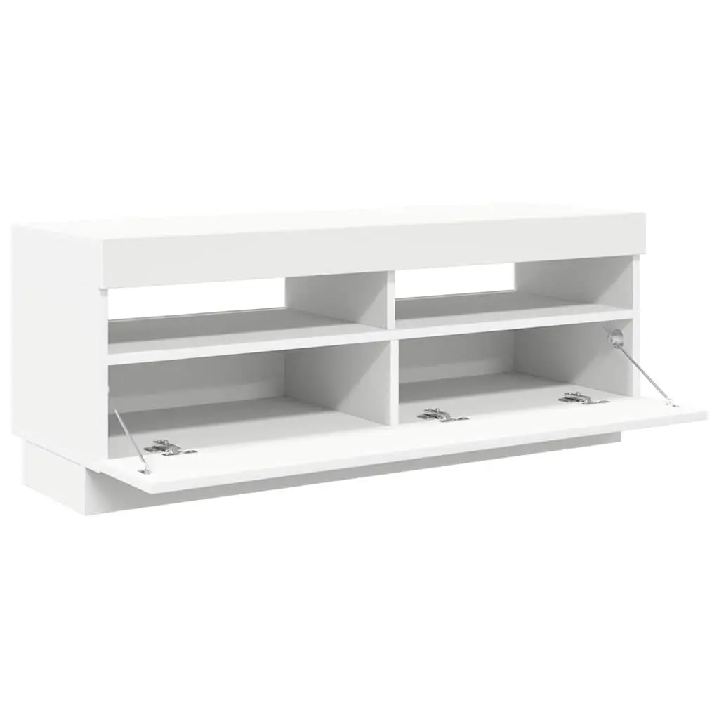 White TV Cabinet with RGB LED Lighting
