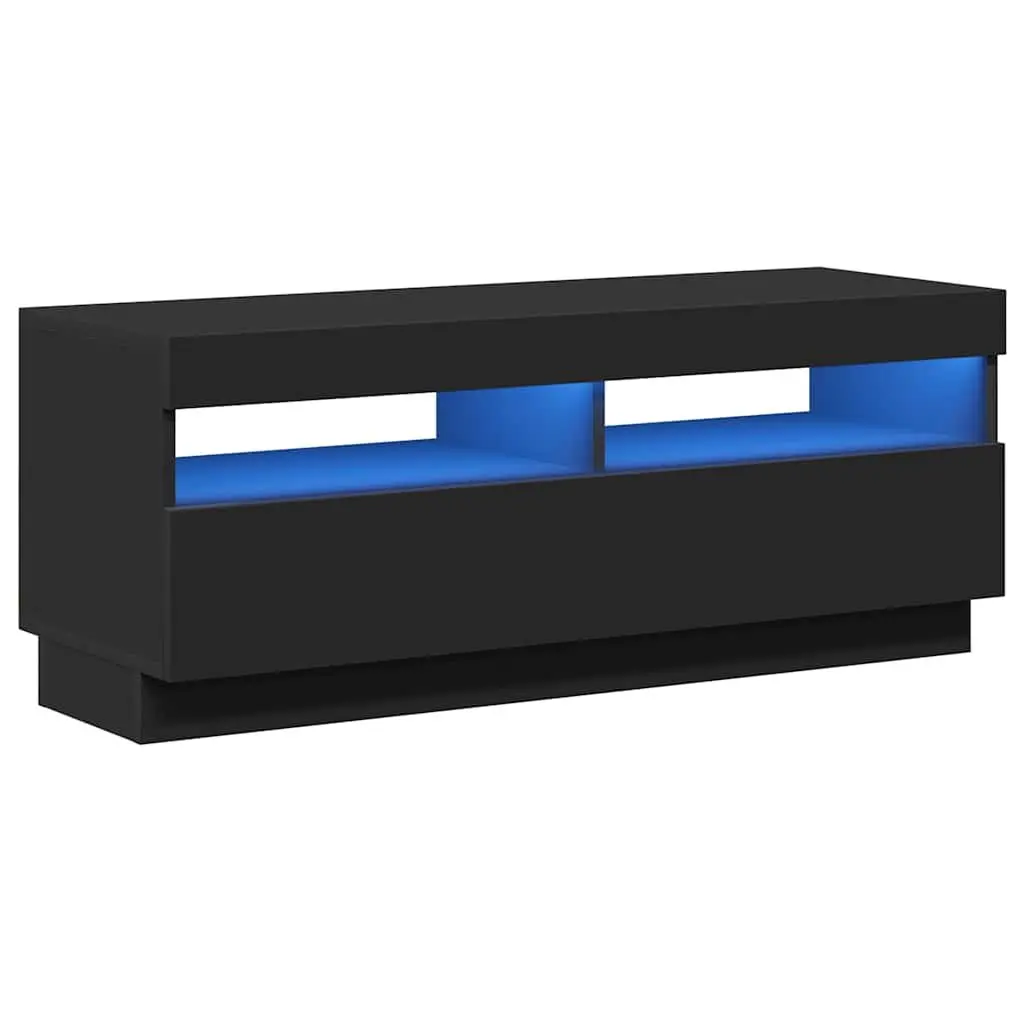 Black TV Cabinet with RGB LED Lighting for Living Rooms