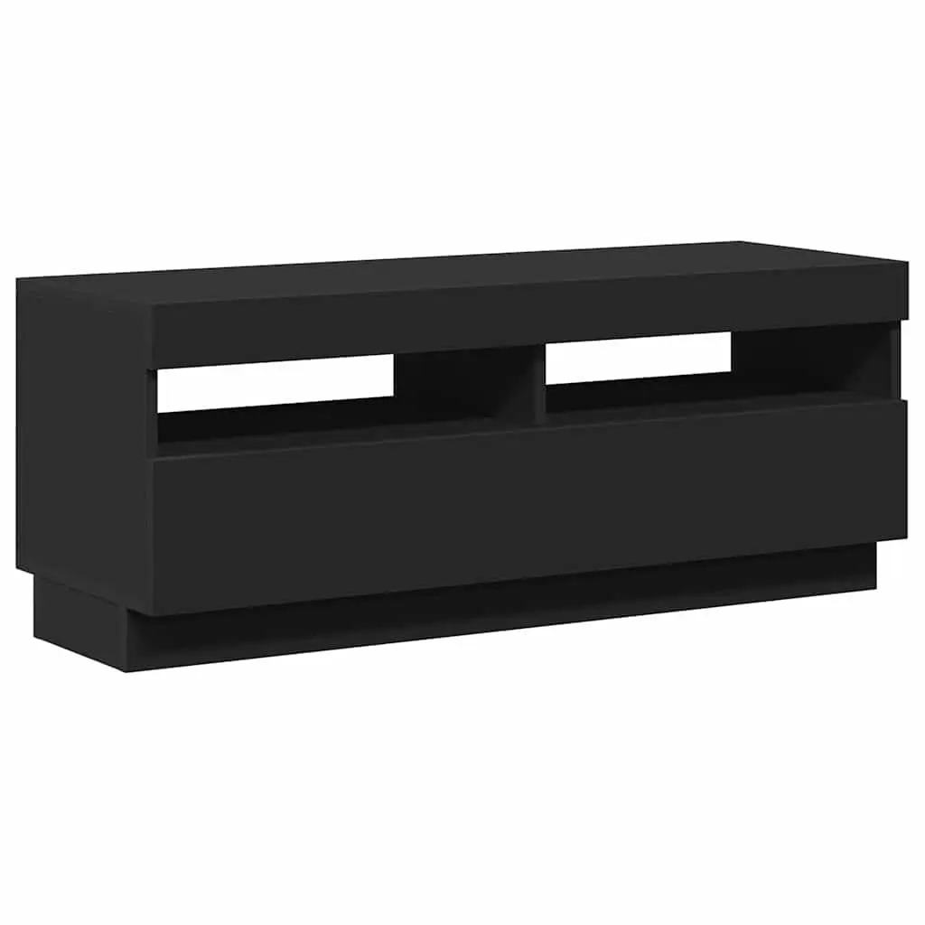 Black TV Cabinet with RGB LED Lighting for Living Rooms