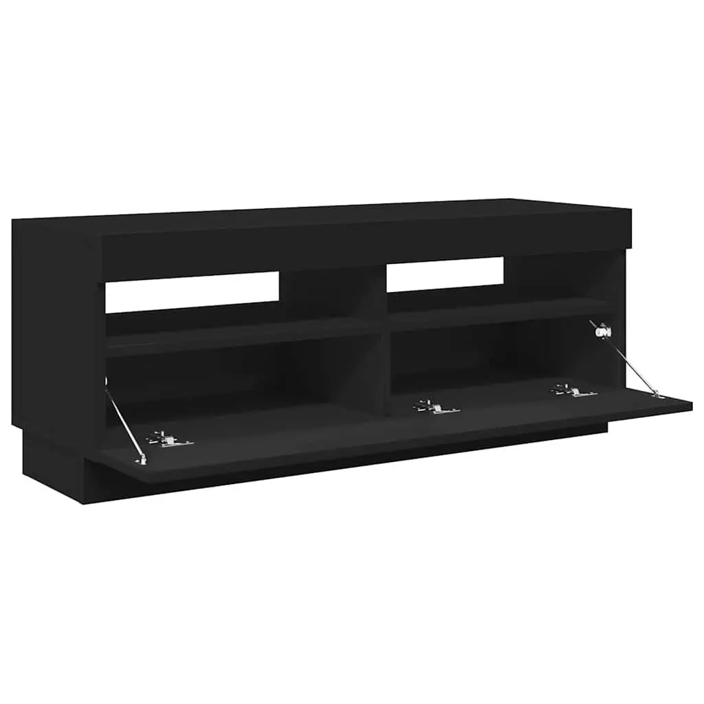 Black TV Cabinet with RGB LED Lighting for Living Rooms