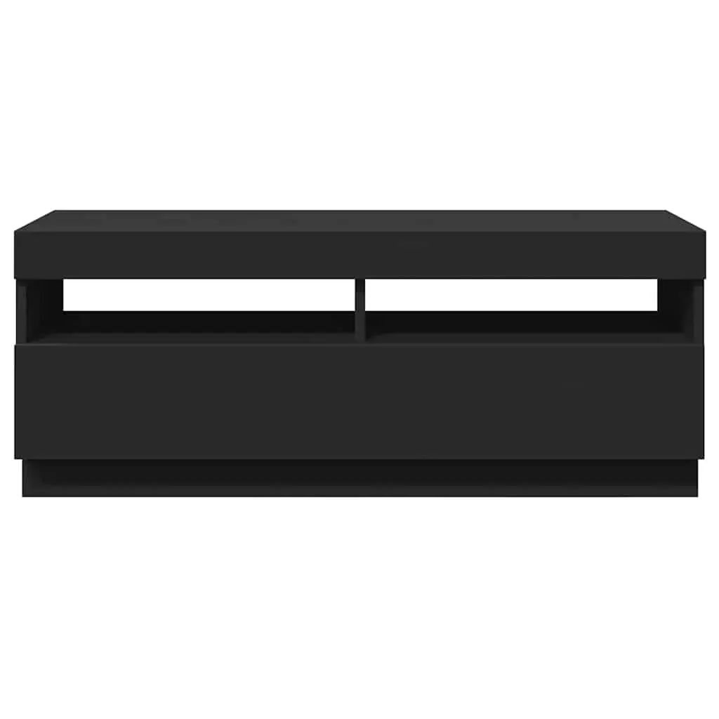 Black TV Cabinet with RGB LED Lighting for Living Rooms