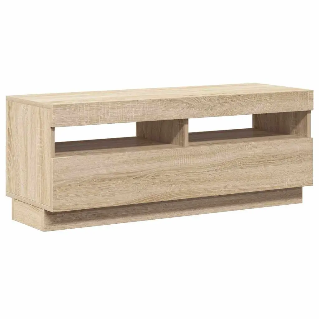 Brown TV Cabinet with RGB LED Lights for Living Room