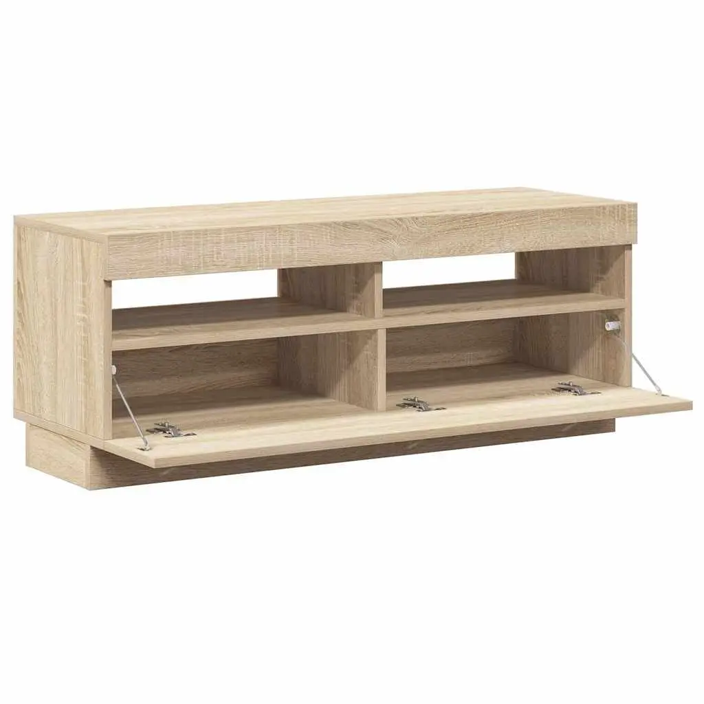 Brown TV Cabinet with RGB LED Lights for Living Room