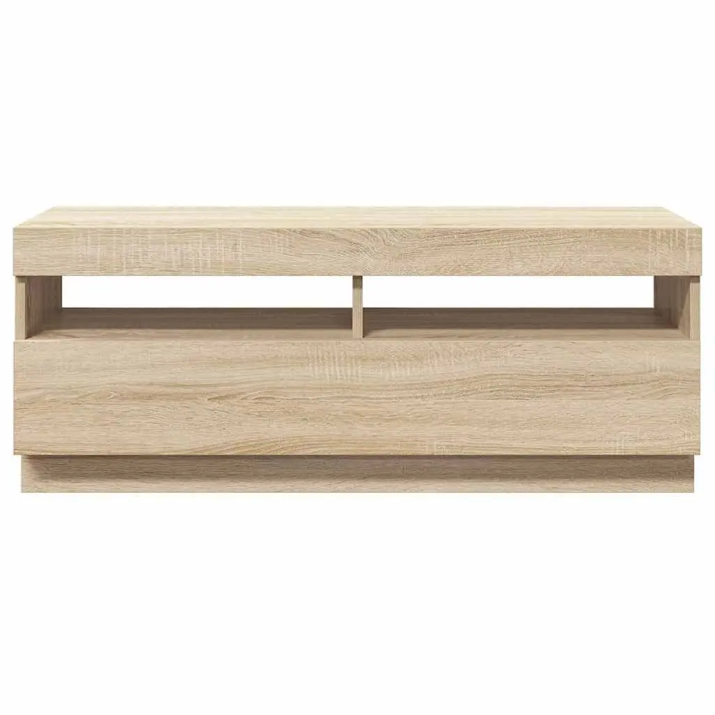 Brown TV Cabinet with RGB LED Lights for Living Room