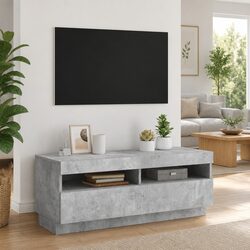 Grey TV Cabinet with RGB LED Lights for Media Storage