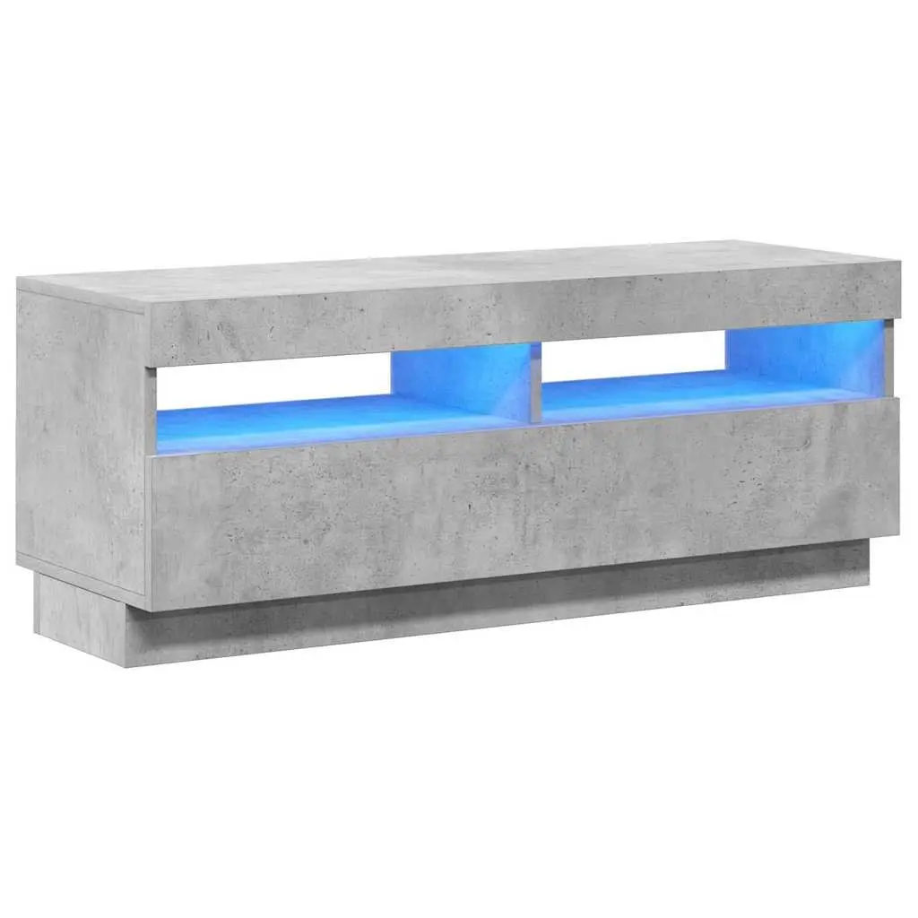 Grey TV Cabinet with RGB LED Lights for Media Storage
