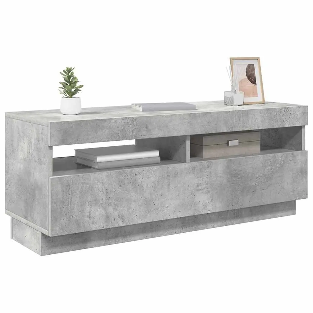 Grey TV Cabinet with RGB LED Lights for Media Storage