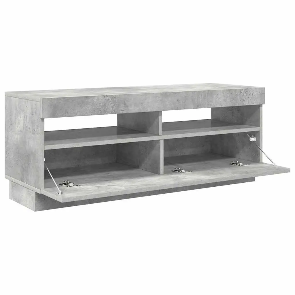 Grey TV Cabinet with RGB LED Lights for Media Storage