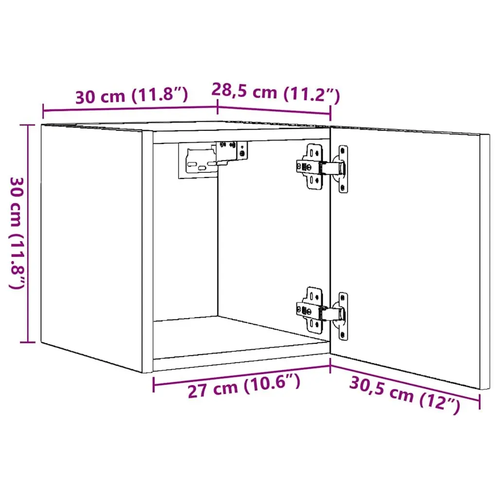 Wall Mounted TV Cabinet Set White Storage Unit 2 Pieces