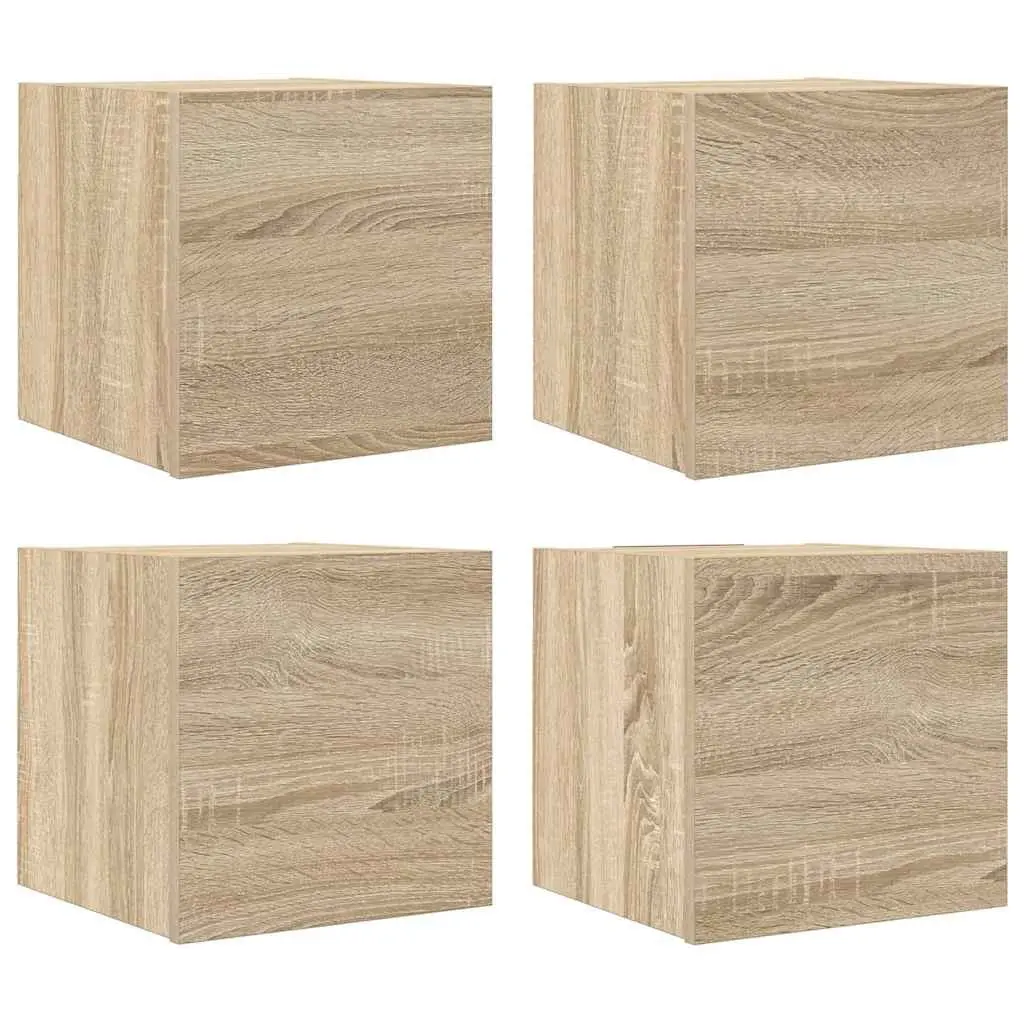 Wall Mounted TV Cabinet Storage Unit Set Sonoma Oak 30.5 x 30 x 30 cm 4 Pieces