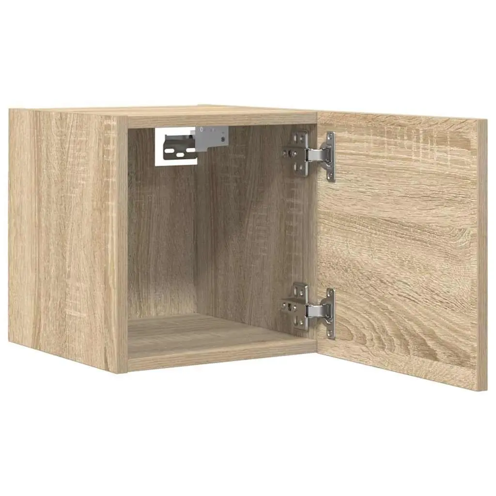 Wall Mounted TV Cabinet Storage Unit Set Sonoma Oak 30.5 x 30 x 30 cm 4 Pieces