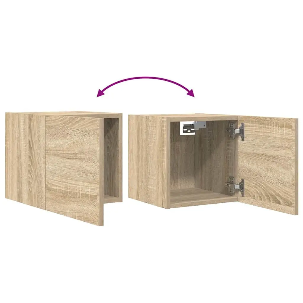 Wall Mounted TV Cabinet Storage Unit Set Sonoma Oak 30.5 x 30 x 30 cm 4 Pieces