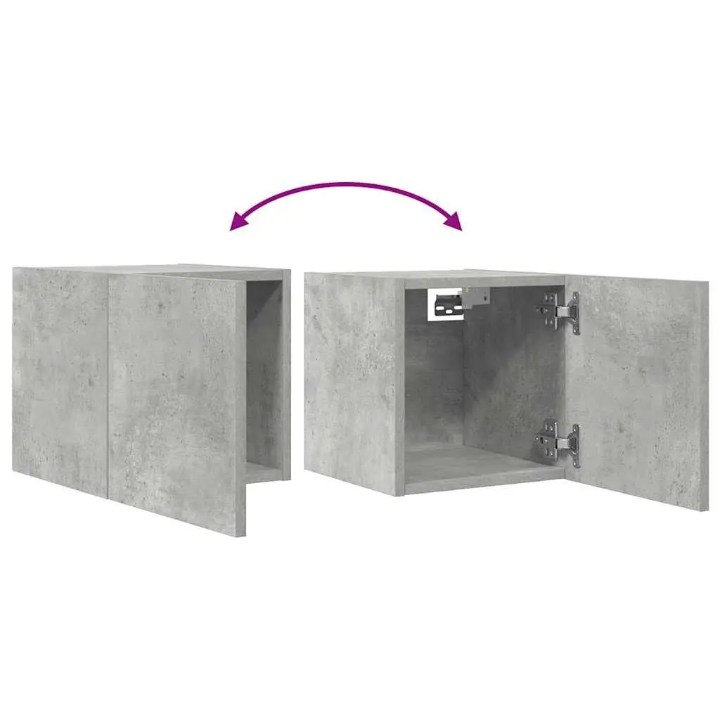 Wall Mounted TV Cabinet Set 4 Pieces Grey Storage Compartment Shelving Unit