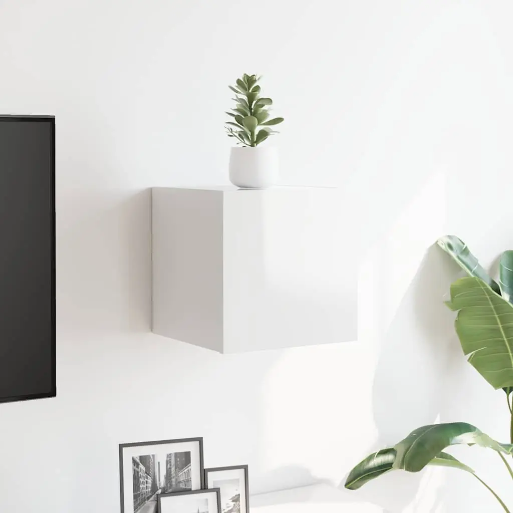 Wall Mounted TV Cabinet High Gloss White Storage Unit 30.5 x 30 x 30 cm