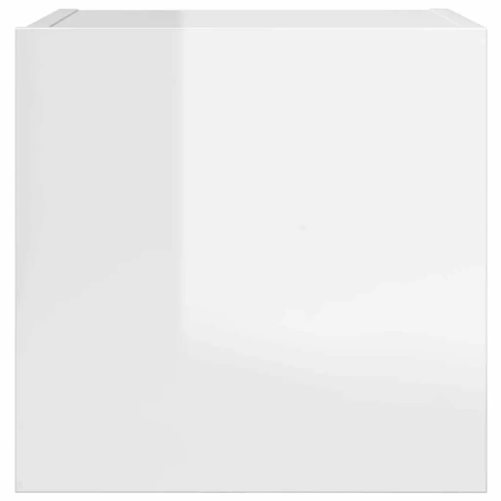 Wall Mounted TV Cabinet High Gloss White Storage Unit 30.5 x 30 x 30 cm