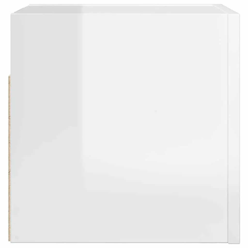 Wall Mounted TV Cabinet High Gloss White Storage Unit 30.5 x 30 x 30 cm