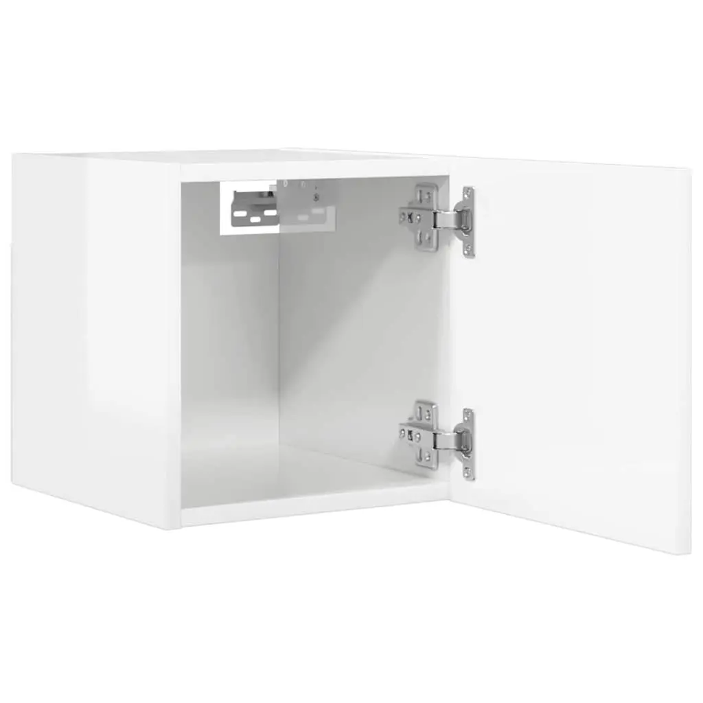 Wall Mounted TV Cabinet High Gloss White Storage Unit 30.5 x 30 x 30 cm