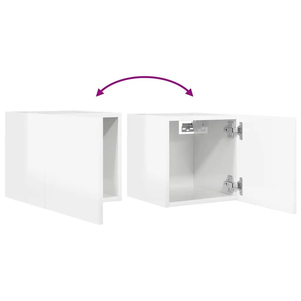 Wall Mounted TV Cabinet High Gloss White Storage Unit 30.5 x 30 x 30 cm