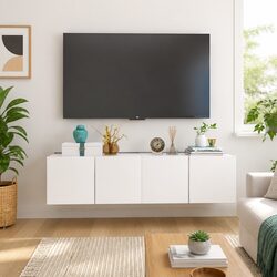 Modern White Wall-Mounted TV Cabinets for Cozy Living