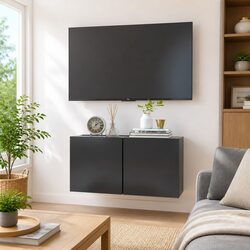 Grey Wall-Mounted TV Cabinet for Modern Living Spaces