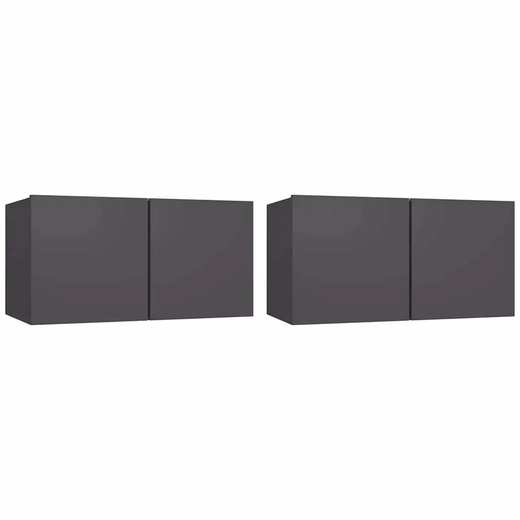 Hanging TV Cabinet Set Grey 60x30x30cm Wall Mount Storage Unit