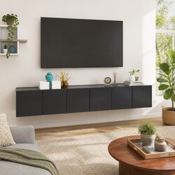 Grey Wall-Mounted TV Cabinet Set for Living Room
