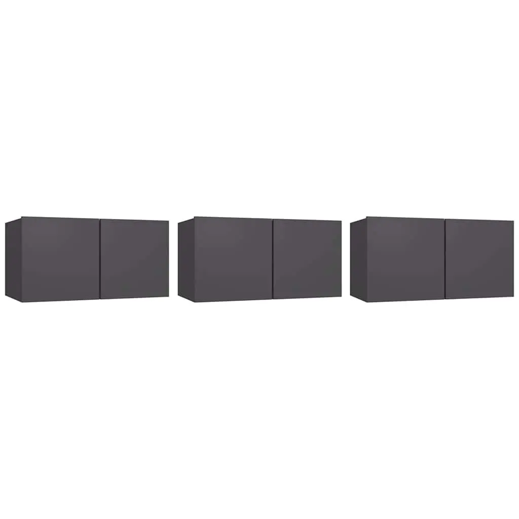 Grey Wall-Mounted TV Cabinet Set for Living Room