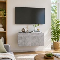 Modern Grey Wall Mounted TV Cabinet for Cozy Living Spaces