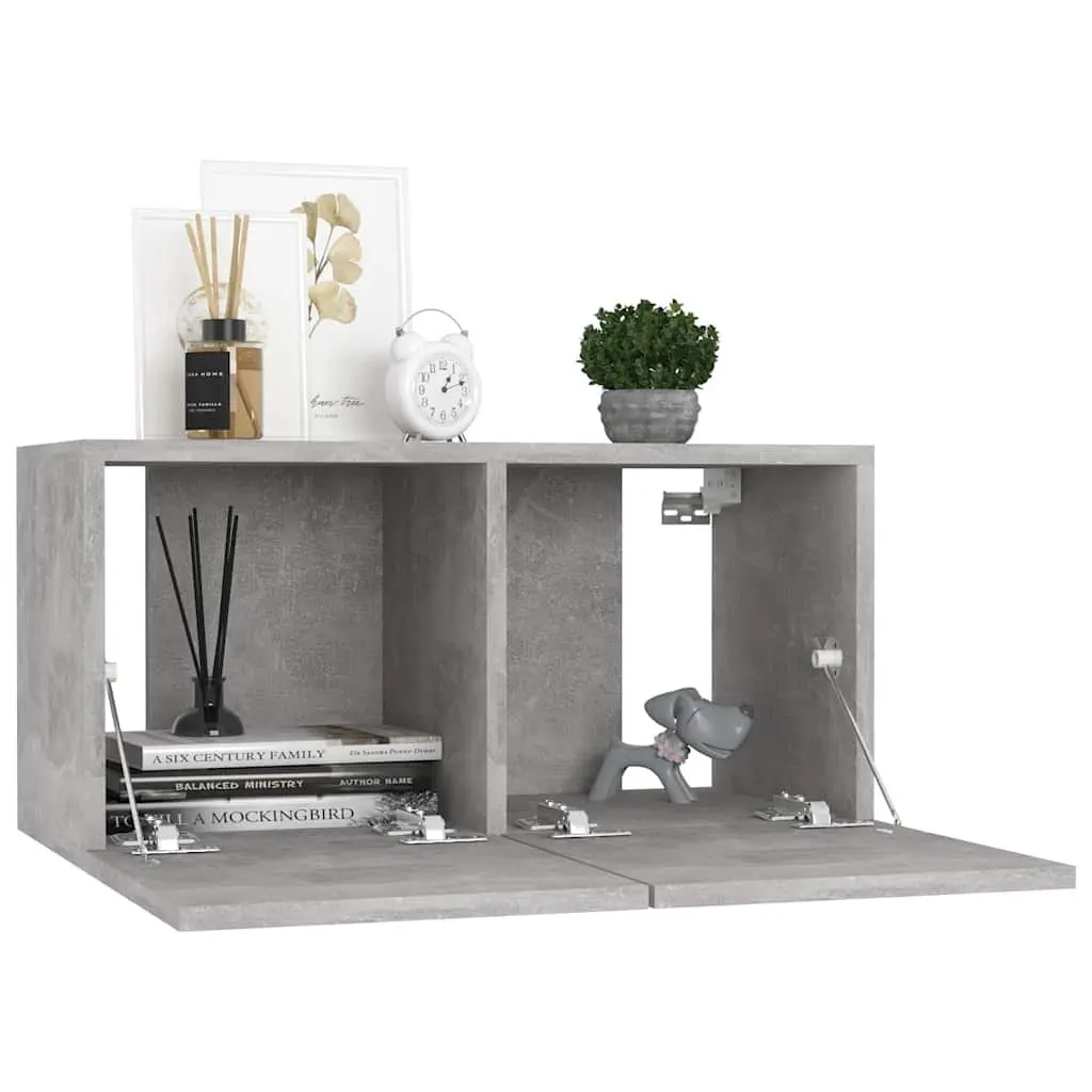 Grey Wall Mounted Entertainment Unit Modern Storage Cabinet 60x30x30cm