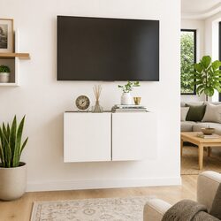 Modern White Sonoma Oak Wall-Mounted TV Cabinet