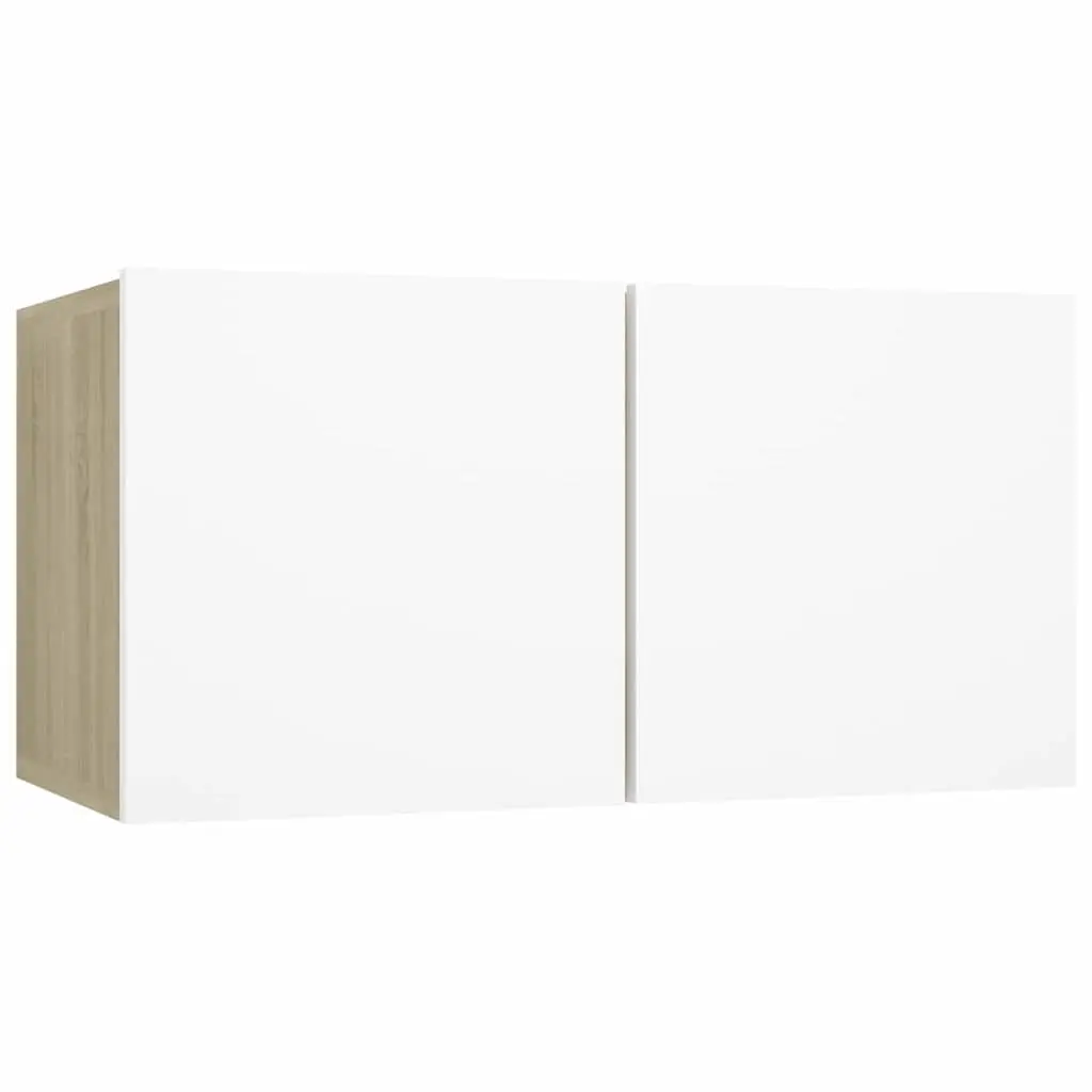 Hanging TV Cabinet Modern White Sonoma Oak Wall Mount Storage Unit 60 x 30 x 30 cm