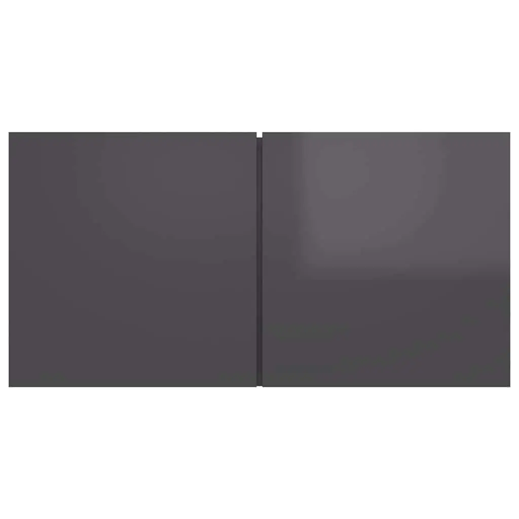 2 Piece Wall Mounted High Gloss Grey TV Cabinet Set Modern Storage Unit