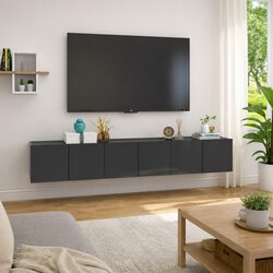 Modern 3-Piece Wall-Mounted TV Cabinet Set in Grey