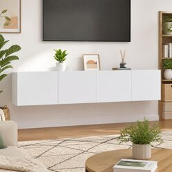 White Wall-Mounted TV Cabinets 2 pcs Storage Units