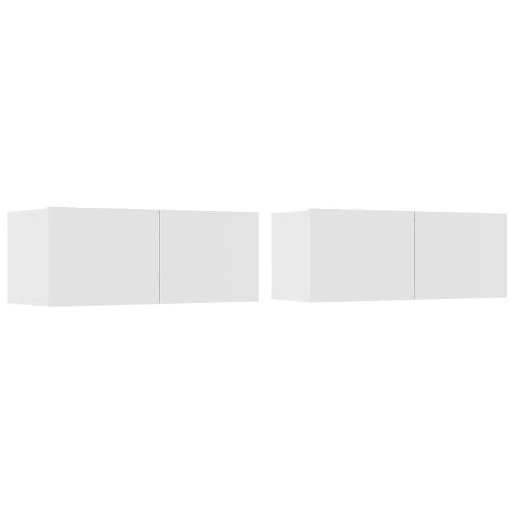 White Wall-Mounted TV Cabinets 2 pcs Storage Units