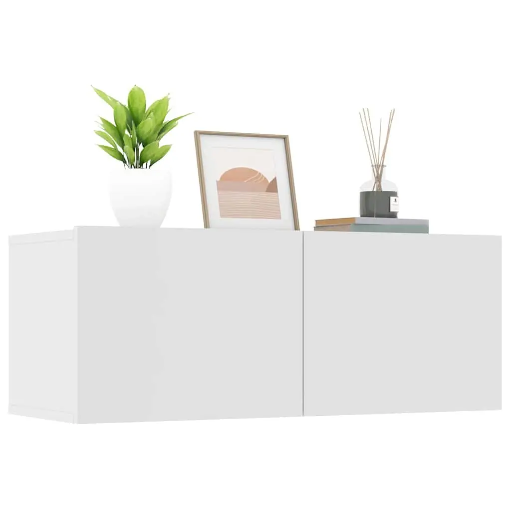 White Wall-Mounted TV Cabinets 2 pcs Storage Units