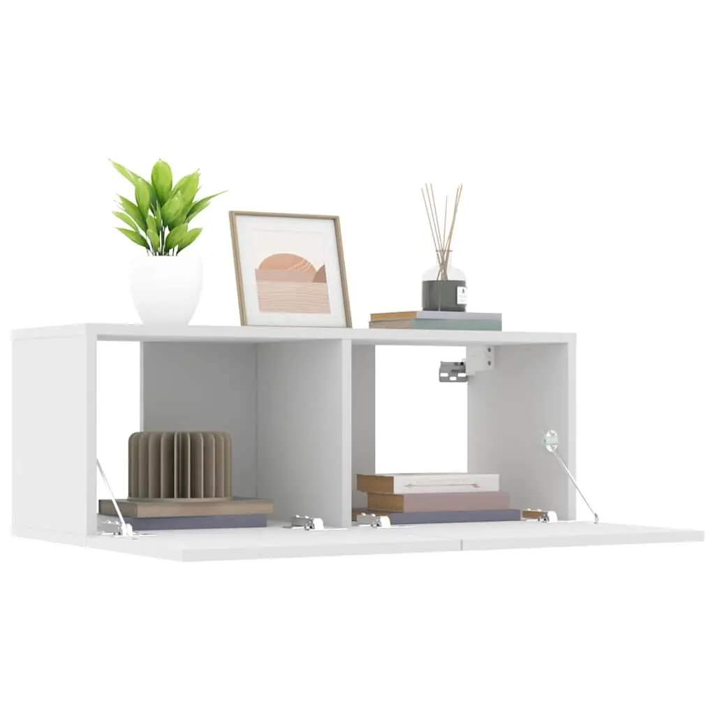 White Wall-Mounted TV Cabinets 2 pcs Storage Units