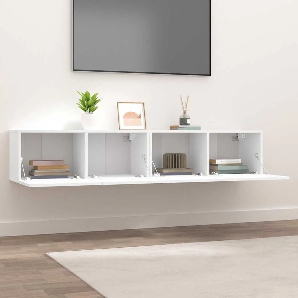 White Wall-Mounted TV Cabinets 2 pcs Storage Units